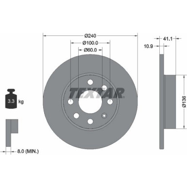 Textar | Bremsscheibe | 92111303