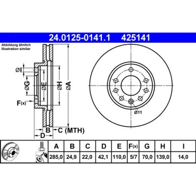 ATE | Bremsscheibe | 24.0125-0141.1