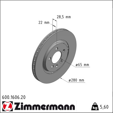 Zimmermann | Bremsscheibe | 600.1606.20