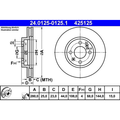 ATE | Bremsscheibe | 24.0125-0125.1