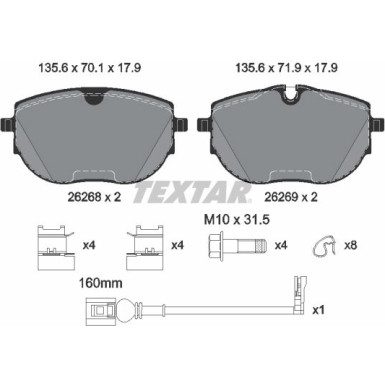 Textar | Bremsbelagsatz, Scheibenbremse | 2626801