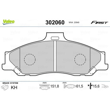 Valeo | Bremsbelagsatz, Scheibenbremse | 302060