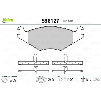 Valeo | Bremsbelagsatz, Scheibenbremse | 598127