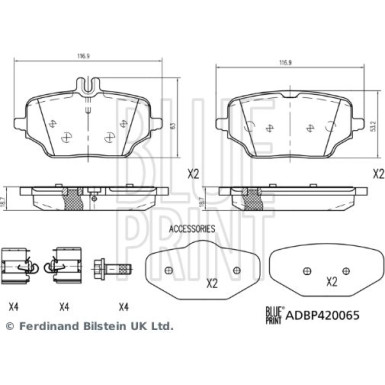 Blue Print | Bremsbelagsatz, Scheibenbremse | ADBP420065