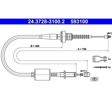 ATE | Seilzug, Kupplungsbetätigung | 24.3728-3100.2