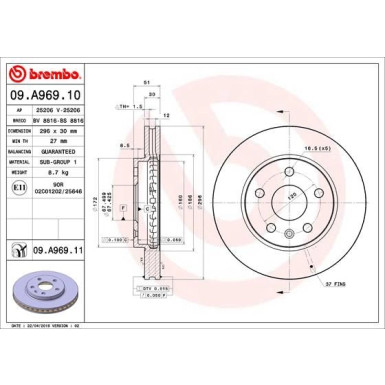 Brembo | Bremsscheibe | 09.A969.11