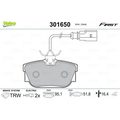 Valeo | Bremsbelagsatz, Scheibenbremse | 301650