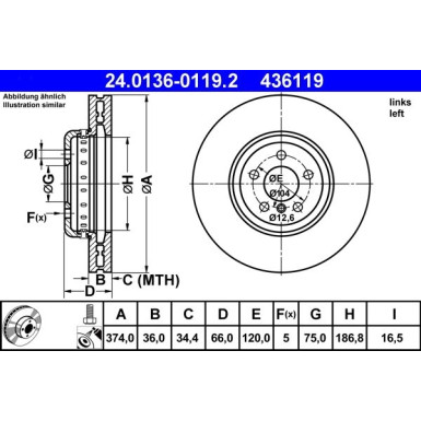 ATE | Bremsscheibe | 24.0136-0119.2