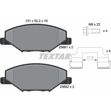 Textar | Bremsbelagsatz, Scheibenbremse | 2568101