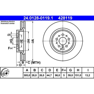 ATE | Bremsscheibe | 24.0128-0119.1