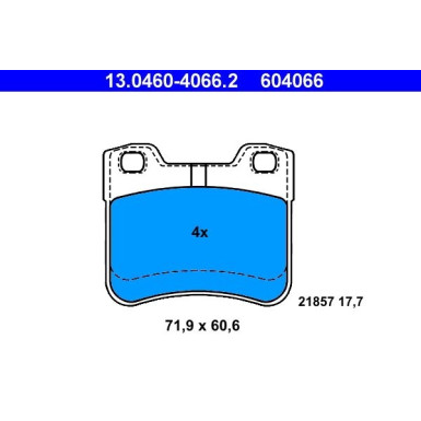 ATE | Bremsbelagsatz, Scheibenbremse | 13.0460-4066.2