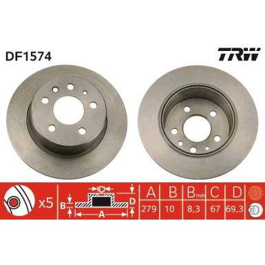 TRW | Bremsscheibe | DF1574