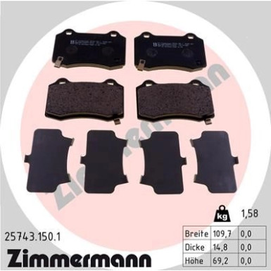 Zimmermann | Bremsbelagsatz, Scheibenbremse | 25743.150.1