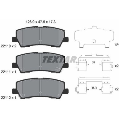 Textar | Bremsbelagsatz, Scheibenbremse | 2211003