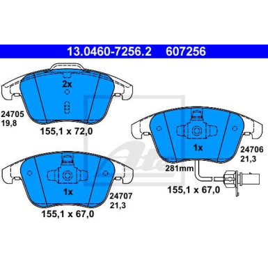 ATE | Bremsbelagsatz, Scheibenbremse | 13.0460-7256.2