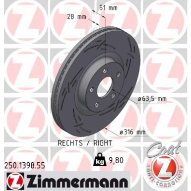 Zimmermann | Bremsscheibe | 250.1398.55