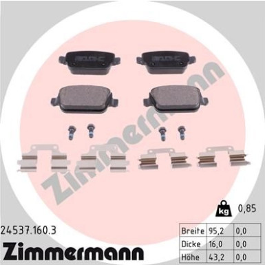 Zimmermann | Bremsbelagsatz, Scheibenbremse | 24537.160.3