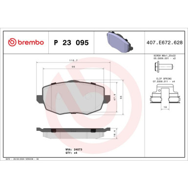 Brembo | Bremsbelagsatz, Scheibenbremse | P 23 095