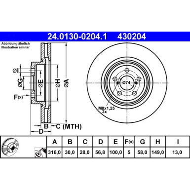 ATE | Bremsscheibe | 24.0130-0204.1