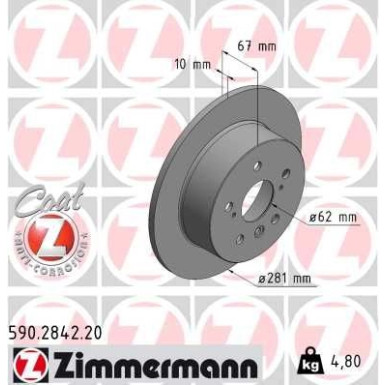 Zimmermann | Bremsscheibe | 590.2842.20