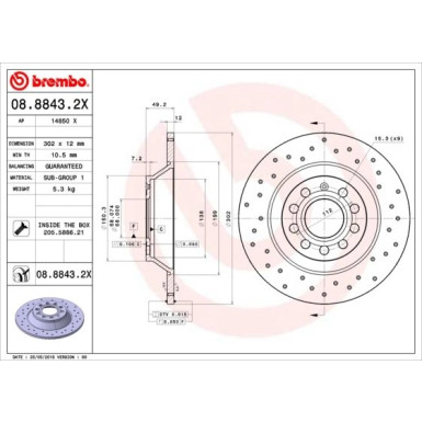 Brembo | Bremsscheibe | 08.8843.2X