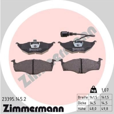 Zimmermann | Bremsbelagsatz, Scheibenbremse | 23395.145.2