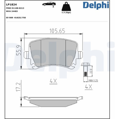 Delphi | Bremsbelagsatz, Scheibenbremse | LP1824