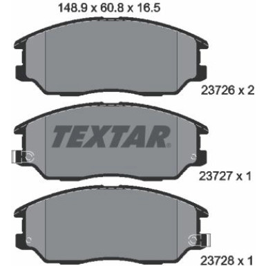 Textar | Bremsbelagsatz, Scheibenbremse | 2372601