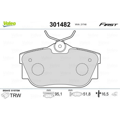 Valeo | Bremsbelagsatz, Scheibenbremse | 301482