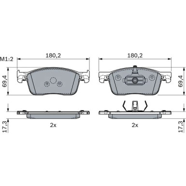 BOSCH | Bremsbelagsatz, Scheibenbremse | 0 986 424 436