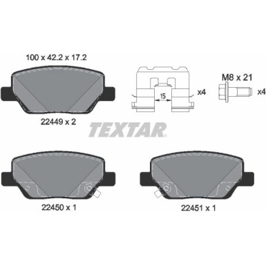 Textar | Bremsbelagsatz, Scheibenbremse | 2244901