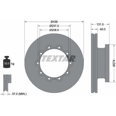 Textar | Bremsscheibe | 93088300