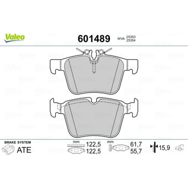 Valeo | Bremsbelagsatz, Scheibenbremse | 601489