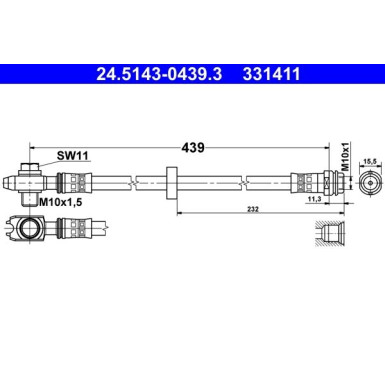 ATE | Bremsschlauch | 24.5143-0439.3