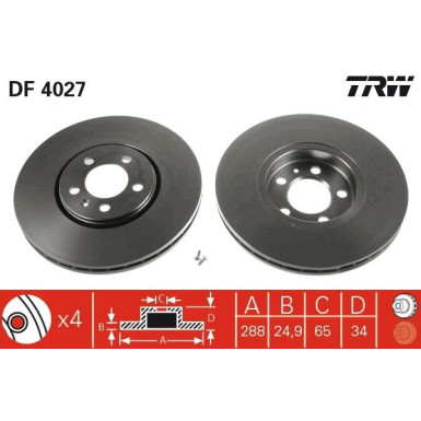 TRW | Bremsscheibe | DF4027