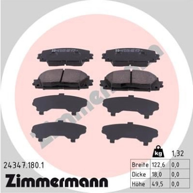 Zimmermann | Bremsbelagsatz, Scheibenbremse | 24347.180.1