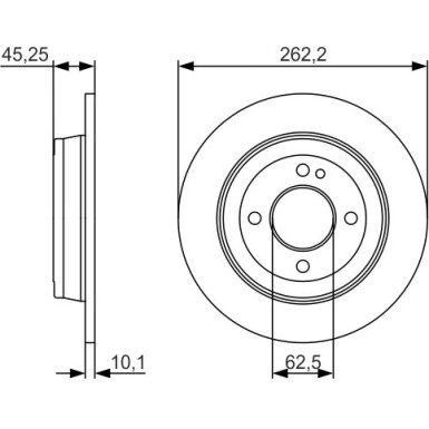 BOSCH 0 986 479 A44 Bremsscheibe 262x10mm, 4x100, voll, geölt