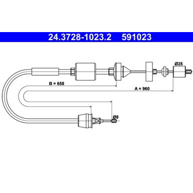 ATE | Seilzug, Kupplungsbetätigung | 24.3728-1023.2