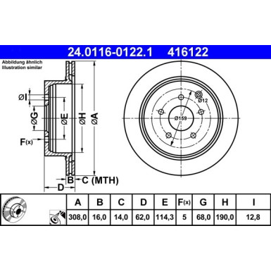 ATE | Bremsscheibe | 24.0116-0122.1