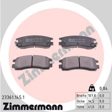 Zimmermann | Bremsbelagsatz, Scheibenbremse | 23361.145.1