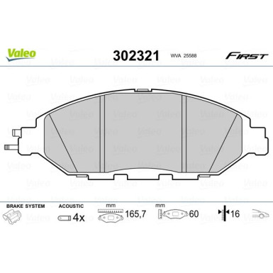 Valeo | Bremsbelagsatz, Scheibenbremse | 302321