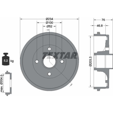 Textar | Bremstrommel | 94033800