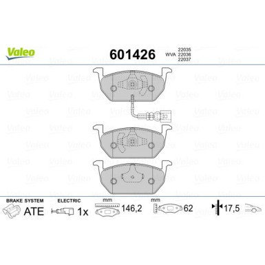 Valeo | Bremsbelagsatz, Scheibenbremse | 601426