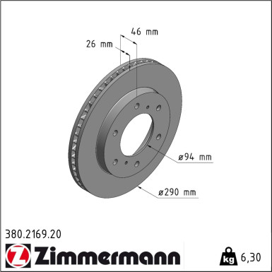 Zimmermann | Bremsscheibe | 380.2169.20