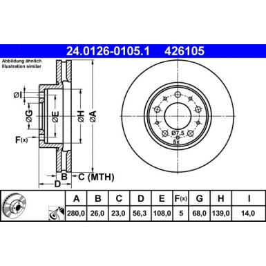 ATE | Bremsscheibe | 24.0126-0105.1