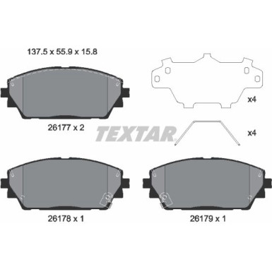 Textar | Bremsbelagsatz, Scheibenbremse | 2617701