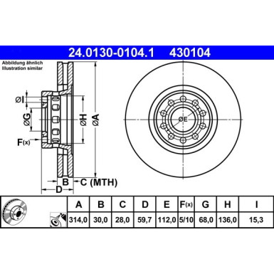 ATE | Bremsscheibe | 24.0130-0104.1