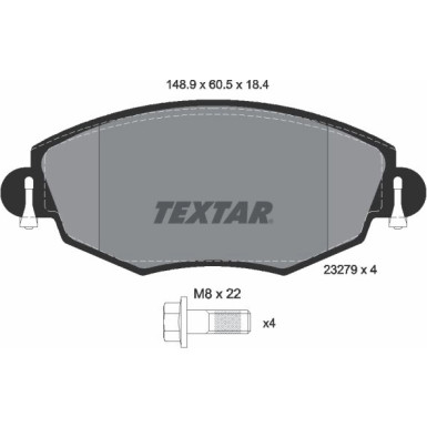 Textar | Bremsbelagsatz, Scheibenbremse | 2327904