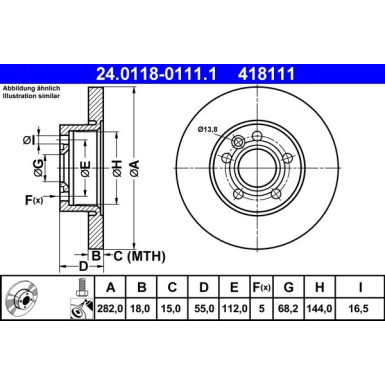 ATE | Bremsscheibe | 24.0118-0111.1