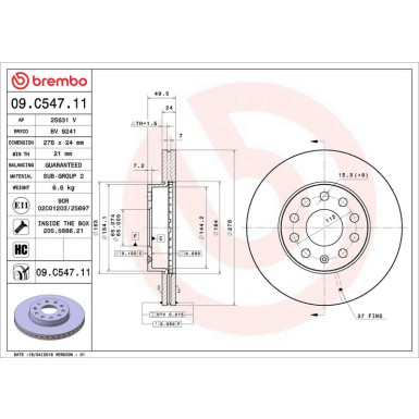 Brembo | Bremsscheibe | 09.C547.11 Brembo | Bremsscheibe | 09.C547.11